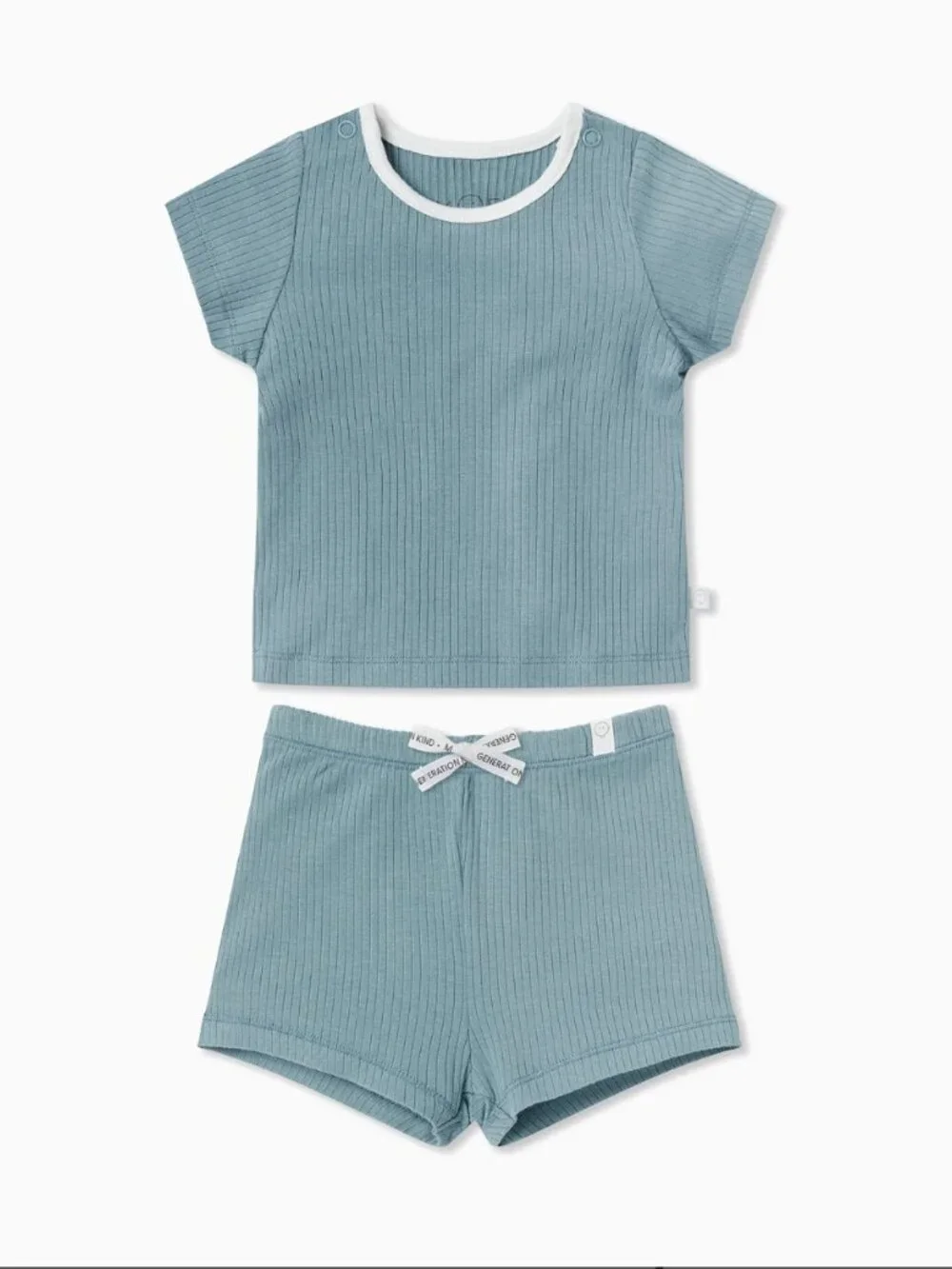 MORI Toddler Pajama Set Bundle 2-3Y Ribbed Blue Oatmeal Grey